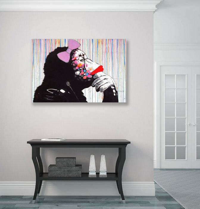 BANKSY DJ MONKEY FEMALE CANVAS WALL ART PICTURE PRINT ARTWORK GRAFFITI