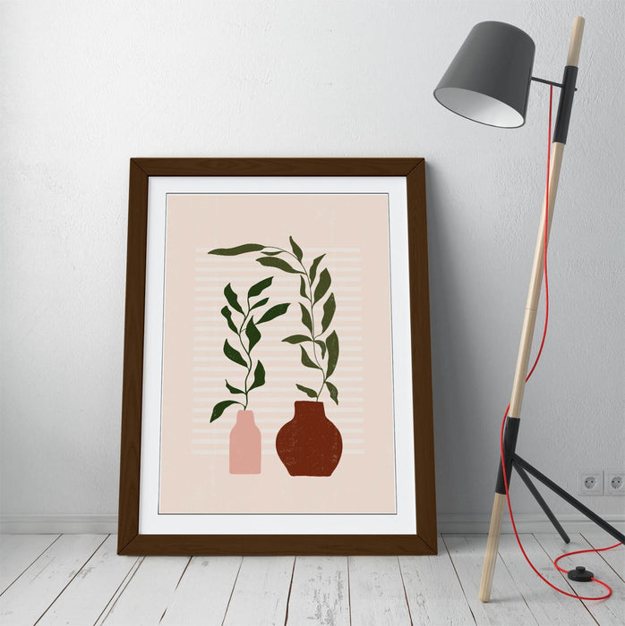Boho Botanical Wall Art – Framed Minimalist Home Decor Poster Print UK