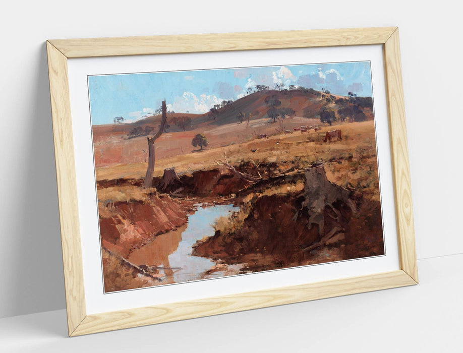 Framed Wall Art Featuring Arthur Streeton Print - The Creek Painting, Ready to Hang