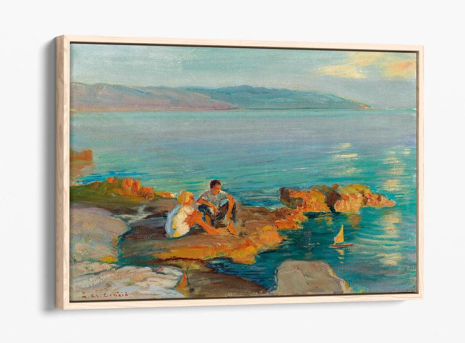 Canvas Wall Art Print - Children Beach Art With Float Effect On Premium MDF Frame