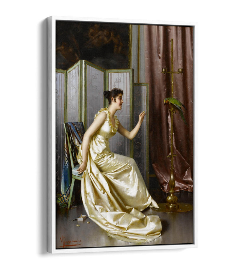 Canvas Wall Art - Feeding The Parrot Print | Premium Float Effect Canvas With 30mm Deep Frame