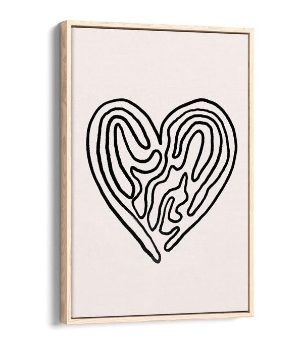 Canvas Wall Art - Heart Minimalist Illustration Float Effect | Handmade Bedroom Decor