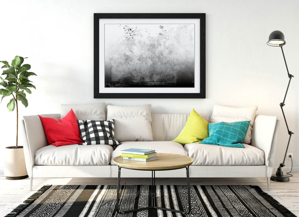 Framed Art Poster - Abstract Black and White Sketch Background Print | Handmade UK