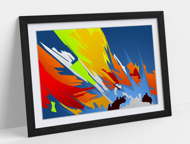 Abstract Bedroom Art - Framed Wall Art With Multi Color Shapes, Ready To Hang