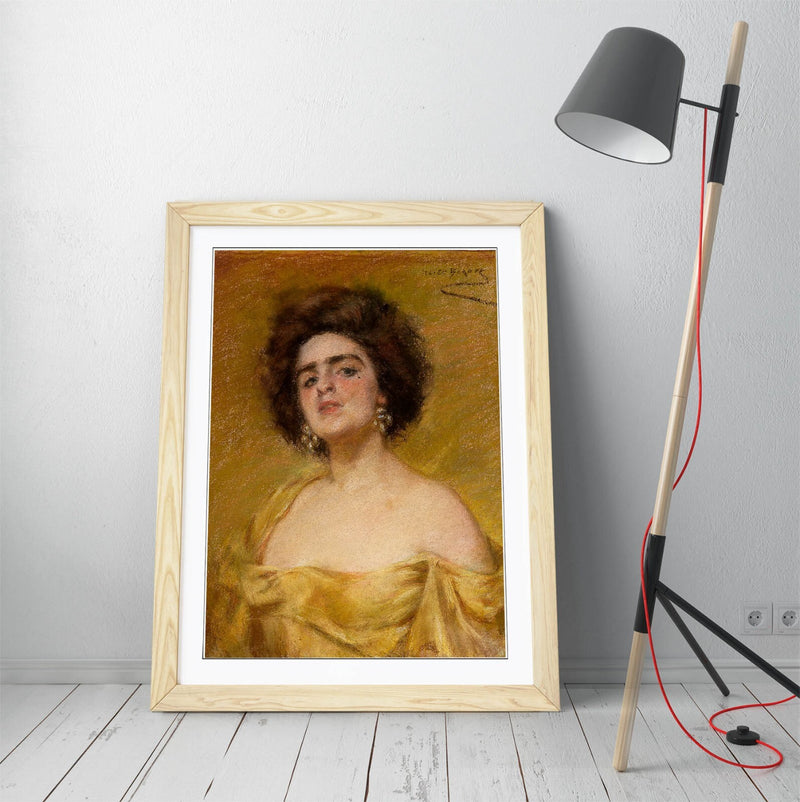 Framed Wall Art Poster - 'Alice Pike Barney, Laura In Yellow' Handmade Matte Paper Print