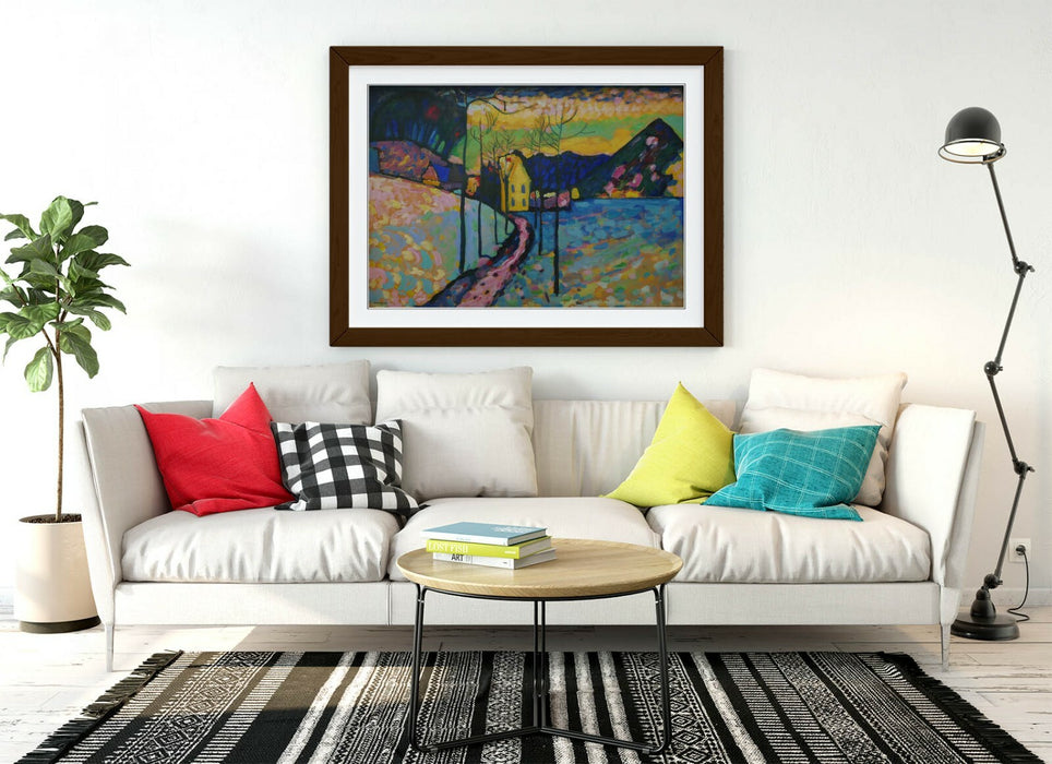 WASSILY KANDINSKY, WINTER LANDSCAPE -FRAMED WALL ART PICTURE PRINT ARTWORK- BLUE
