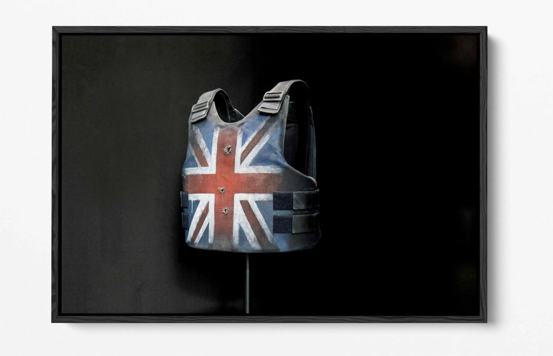 BANKSY UNION JACK STAB VEST -FLOAT EFFECT CANVAS WALL ART PIC PRINT- STORMZY