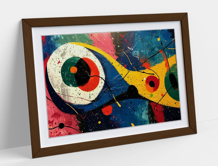 Framed Wall Art - Multi Colour Abstract Eye Painting Joan Miro Print | Handmade UK