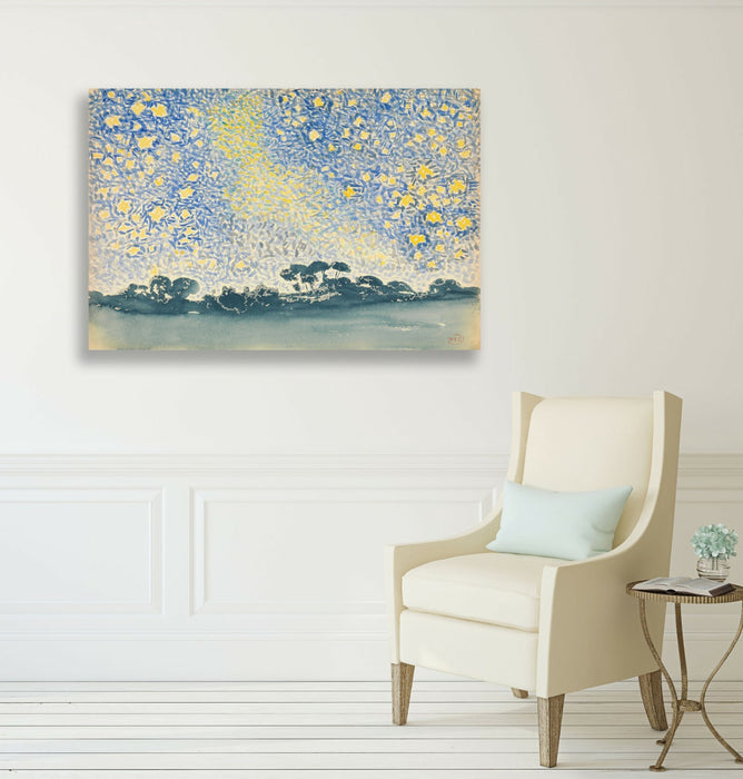 CANVAS WALL ART ARTWORK FRAMED PRINT Henri Edmond Cross Landscape with Stars