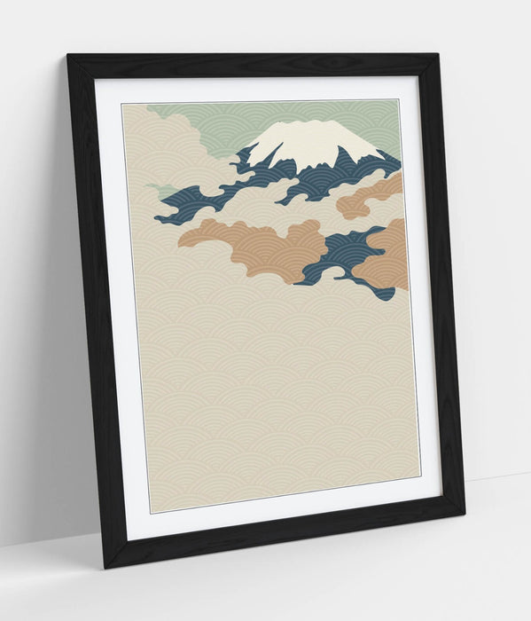 Fuji Mountain Wall Art – Minimalist Abstract Japanese Mountain Artwork | Framed Art Poster