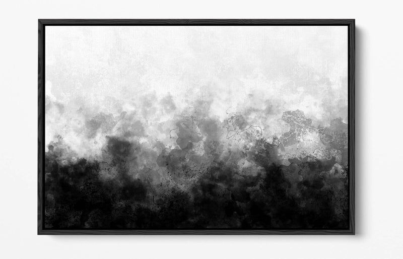 Canvas Wall Art - Abstract Black And White Sketch Print With Float Effect Frame