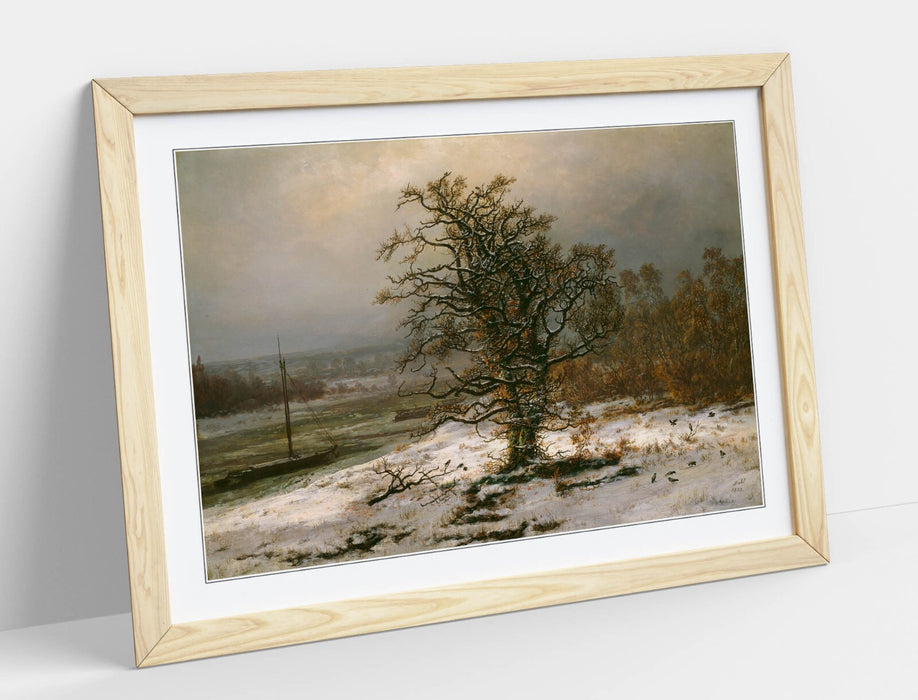 Framed Art Poster – Oak Tree Painting Print by Johan Christian Dahl | Winter Landscape Wall Art