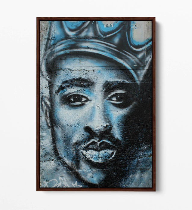TUPAC GRAFFITI -FLOAT EFFECT CANVAS WALL ART PIC PRINT- GREY WHITE