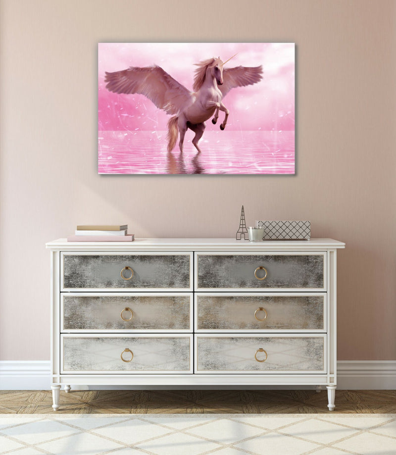 Unicorn Canvas Wall Art – Pink Fantasy Print | 30mm Deep Handmade Canvas