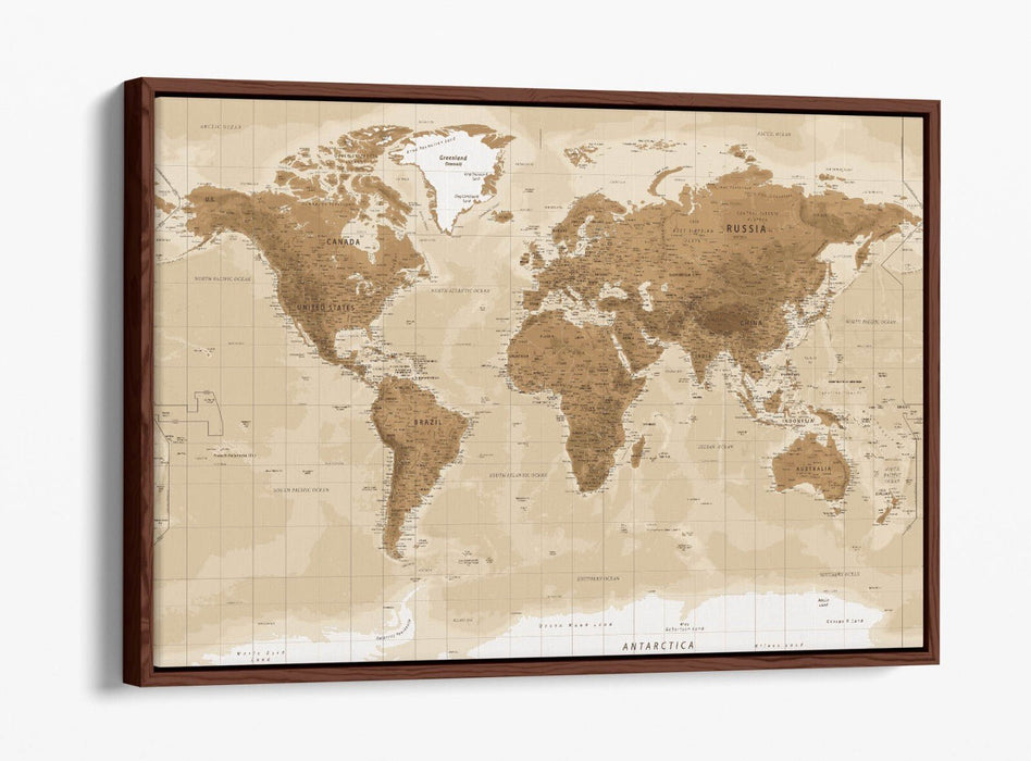 Vintage World Map Canvas – Handmade Canvas Art With Premium Varnish Finish