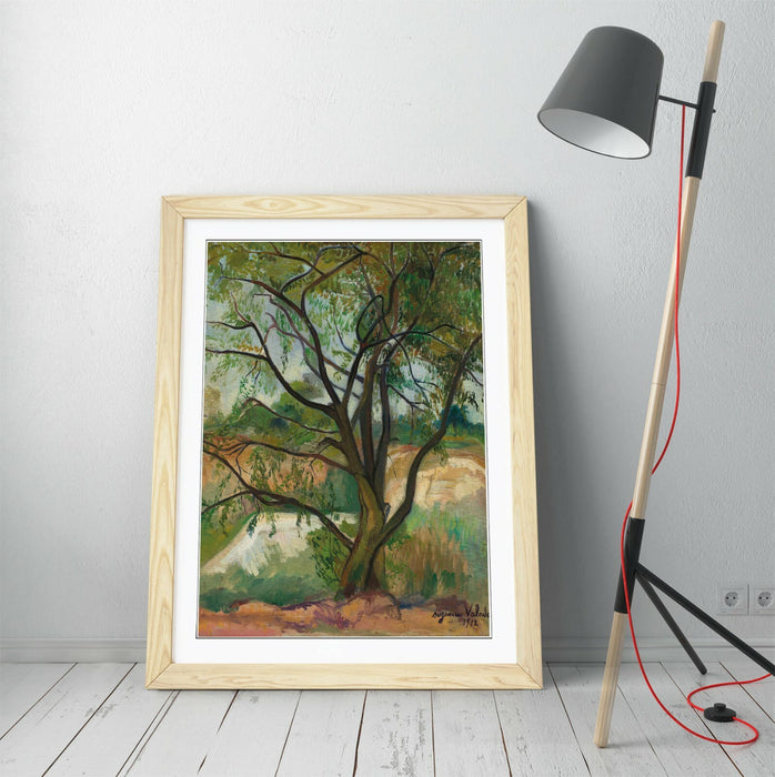 Framed Wall Art - Suzanne Valadon Tree Art Poster With Woodgrain Frame