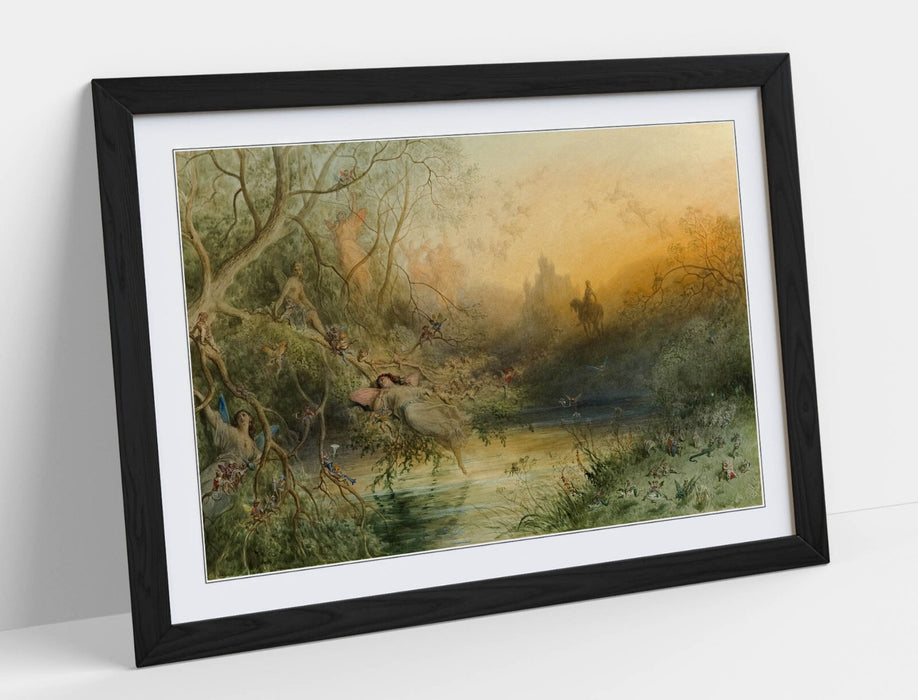 Framed Wall Art Poster - Gustave Dore Print With Woodgrain Frame Finish