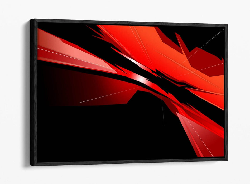 Float Effect Canvas Art - Red Black Abstract Bedroom Decor | 30mm Deep Frame