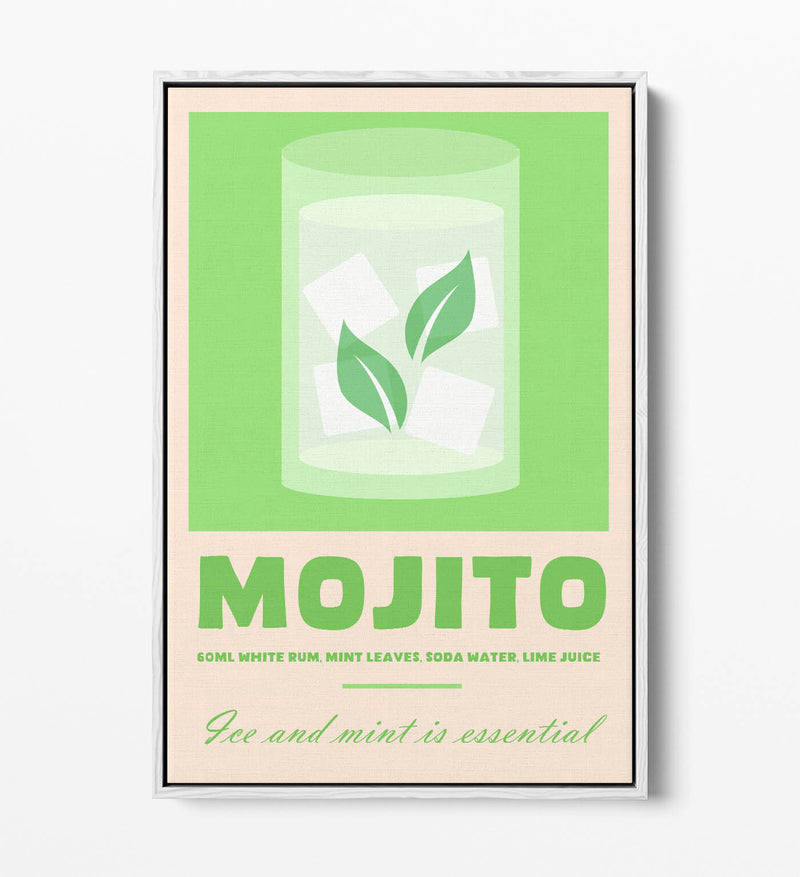 Mojito Cocktail Poster - Premium Float Effect Canvas Wall Art For Kitchen Decor