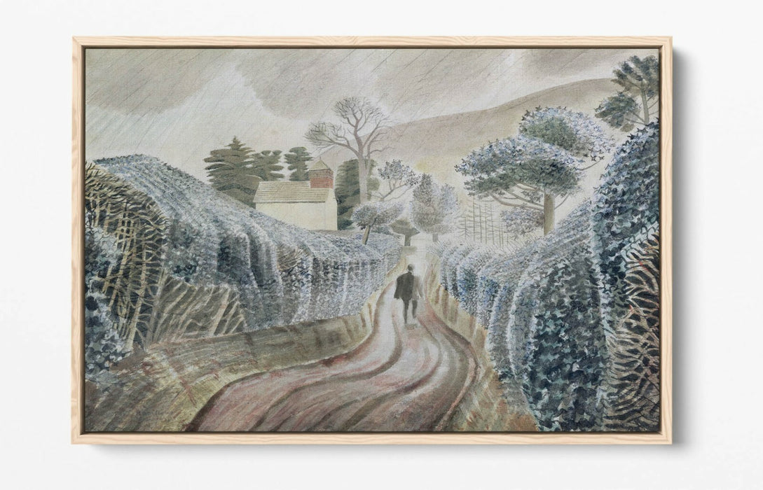 ERIC RAVILIOUS WET AFTERNOON FLOAT EFFECT CANVAS WALL ART PIC PRINT- WHITE