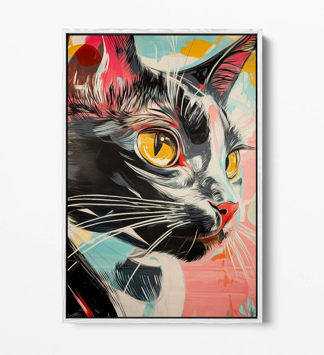 Cat Graffiti Canvas Art - Multi Colour Float Effect Canvas With Premium Varnish