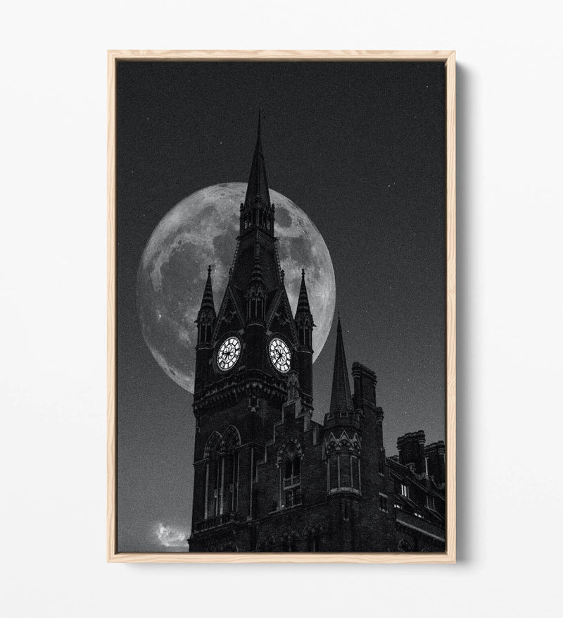 London Canvas Wall Art – Westminster Abbey Full Moon Float Effect Print