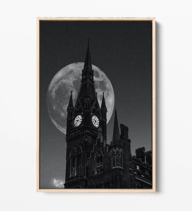 London Canvas Wall Art – Westminster Abbey Full Moon Float Effect Print