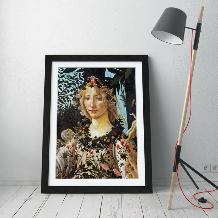 Framed Art Print - Sandro Botticelli Primavera Wall Art Picture With Woodgrain Frame