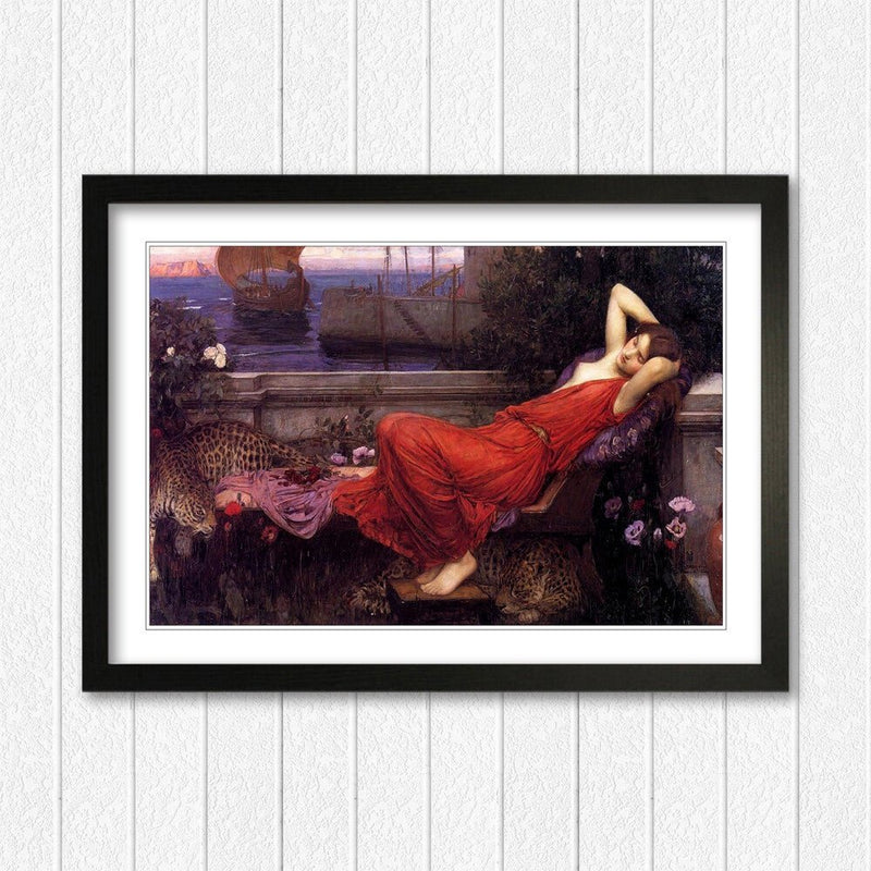 Ariadne Framed Art Print – Classic Waterhouse Poster With Handmade Woodgrain Frame