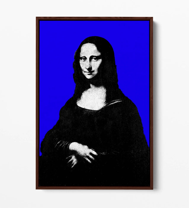 MONA LISA POP ART DA VINCI BLUE BACKGROUND -FLOAT EFFECT CANVAS WALL ART PRINT