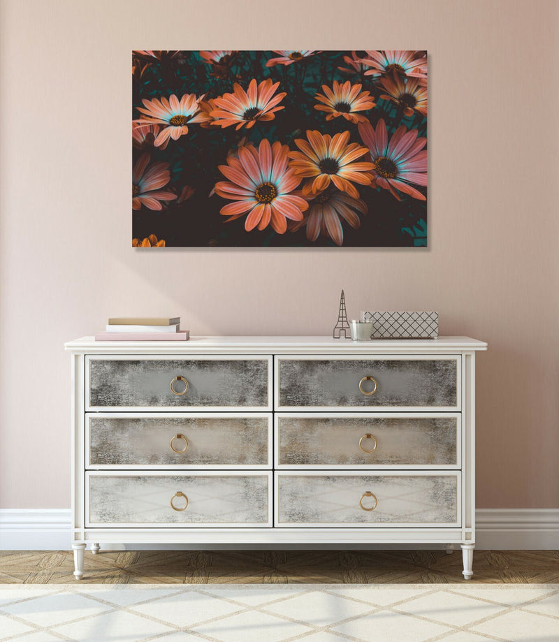 Canvas Wall Art Vintage Flower Art - Handmade Floral Canvas Print 30mm Deep Frame