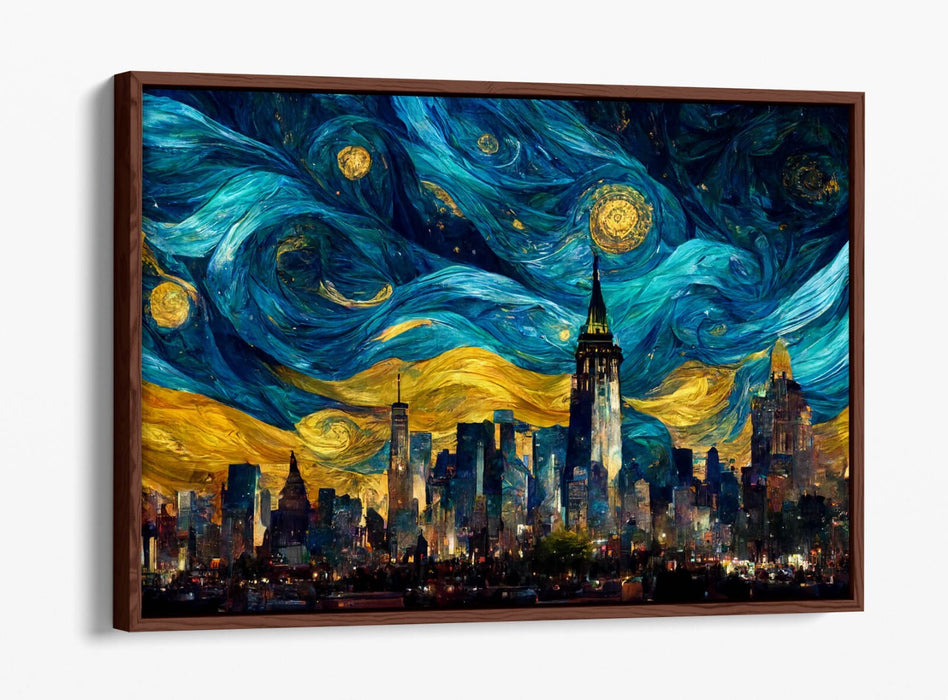 Canvas Art Print | Van Gogh Starry Night Style Wall Canvas Art with Float Frame