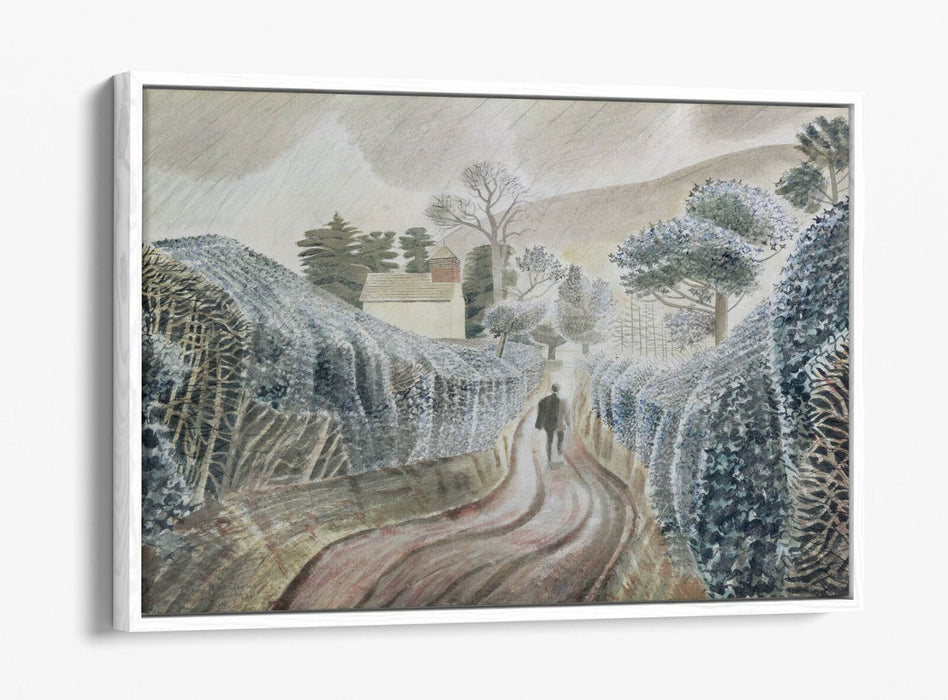 ERIC RAVILIOUS WET AFTERNOON FLOAT EFFECT CANVAS WALL ART PIC PRINT- WHITE