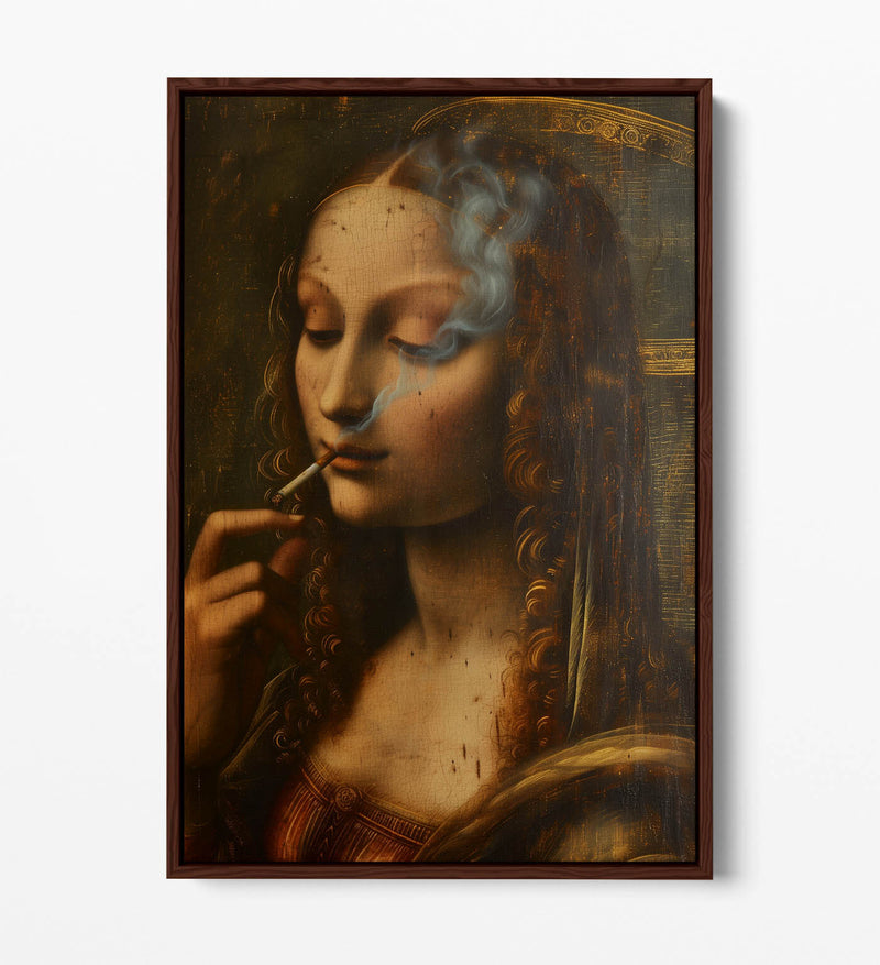 Canvas Art Print – Renaissance Smoking Woman | Modern Float Effect Wall Decor
