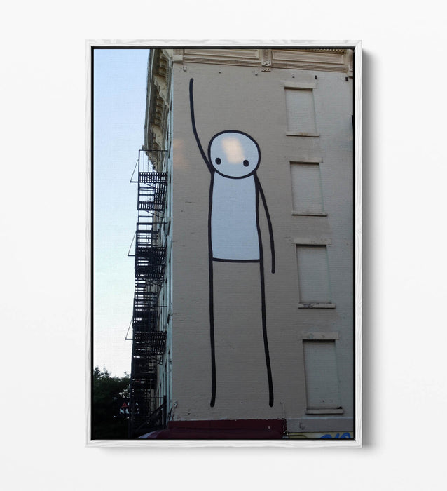 Canvas Wall Art - Funny Stick Man Graffiti Print | Float Effect, Vibrant Colors