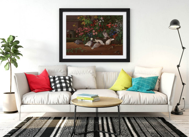Framed Wall Art - Ferdinand Von Wright Garden Flower Print With Woodgrain Frame