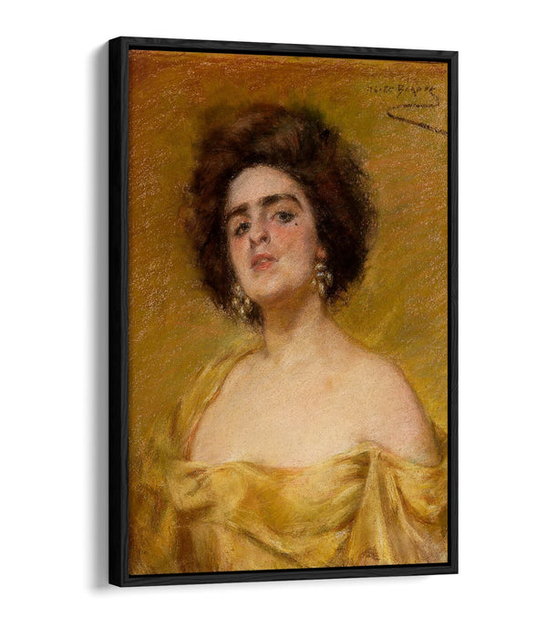 Canvas Wall Art - Laura In Yellow Print | Float Effect Canvas Art Print With Premium Varnish Finish