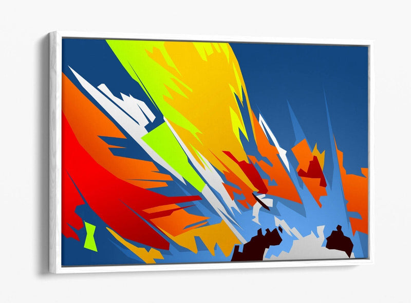 Canvas Wall Art – Multi Colour Abstract Shapes With Float Effect Frame