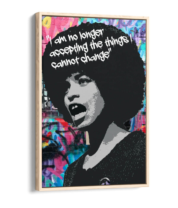 ANGELA DAVIS ACTIVIST GRAFFITI QUOTE -FLOAT EFFECT CANVAS WALL ART PIC PRINT