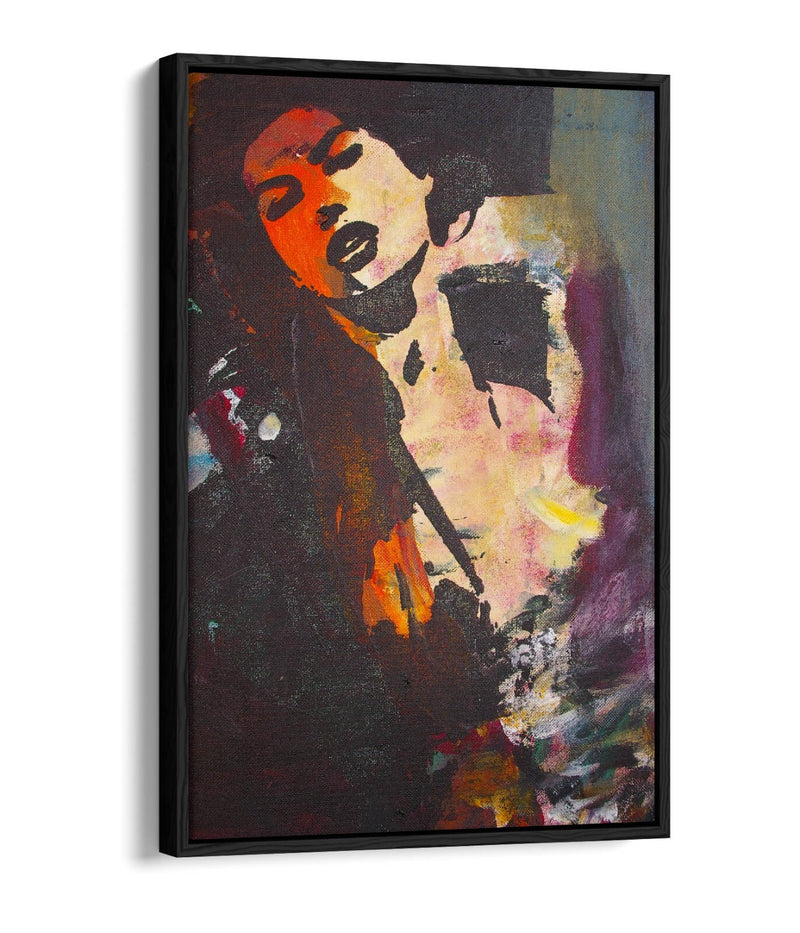 Abstract Graffiti Canvas - Multicolour Woman Urban Art Print | Float Effect Frame