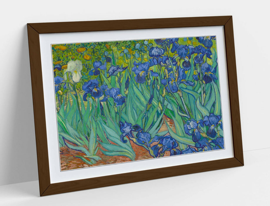 VAN GOGH IRISES -ART FRAMED POSTER PICTURE PRINT ARTWORK- BLUE GREEN