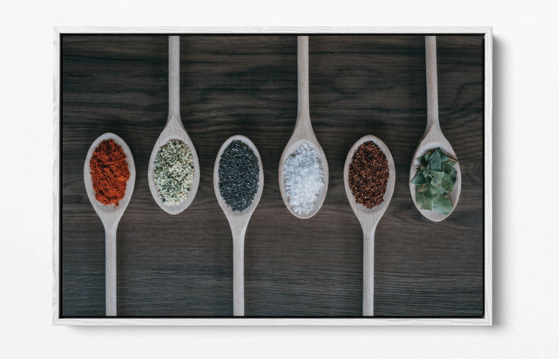 Canvas Wall Art - Kitchen Wall Decor With Herbs Spices In Green Red Float Effect