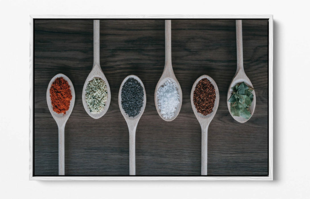 Canvas Wall Art - Kitchen Wall Decor With Herbs Spices In Green Red Float Effect