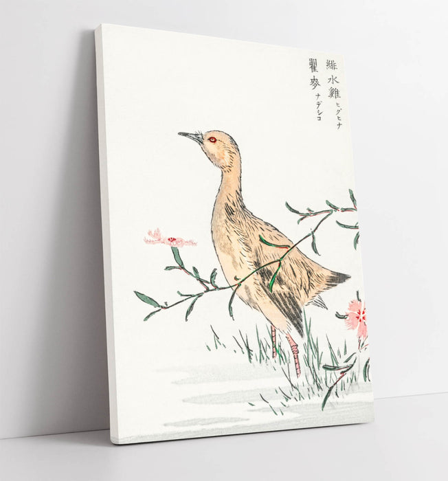 Canvas Wall Art - Numata Kashu Eastern Redshank & Pink Flower Print on Archival Grade Canvas