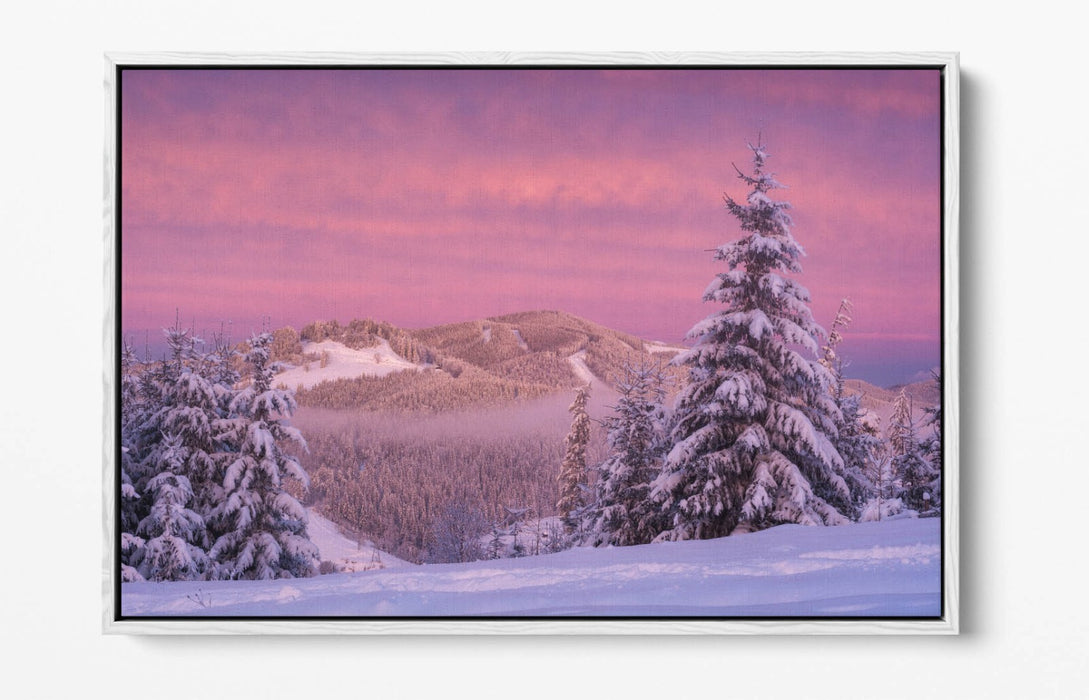 Canvas Wall Art - Pink Morning Landscape Gorgany Photography | Float Effect Print