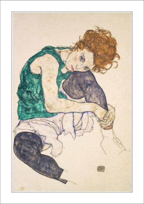 Framed Art Poster - Handmade UK Frame, Egon Schiele Seated Woman Artwork