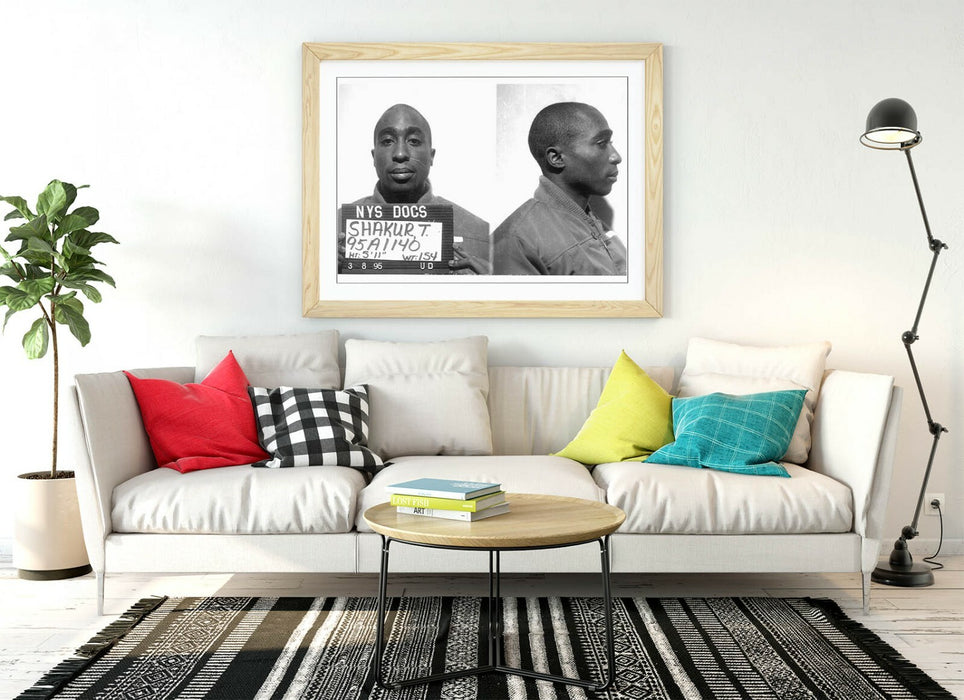 TUPAC MUGSHOT 1 -ART FRAMED POSTER PICTURE PRINT ARTWORK- BLACK & WHITE