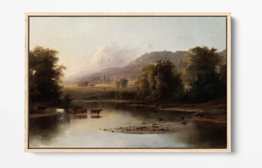 ROBERT S. DUNCANSON, VIEW OF ST ANNE'S RIVER -FLOAT EFFECT CANVAS WALL ART PRINT