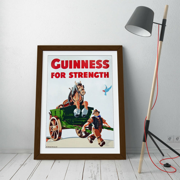 VINTAGE "GUINNESS FOR STRENGTH" POSTER ADVERT -FRAMED WALL ART PICTURE PRINT