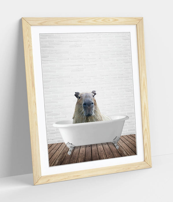 CAPYBARA IN BATHTUB -QUIRKY ART FRAMED POSTER PICTURE PRINT BATHROOM ARTWORK